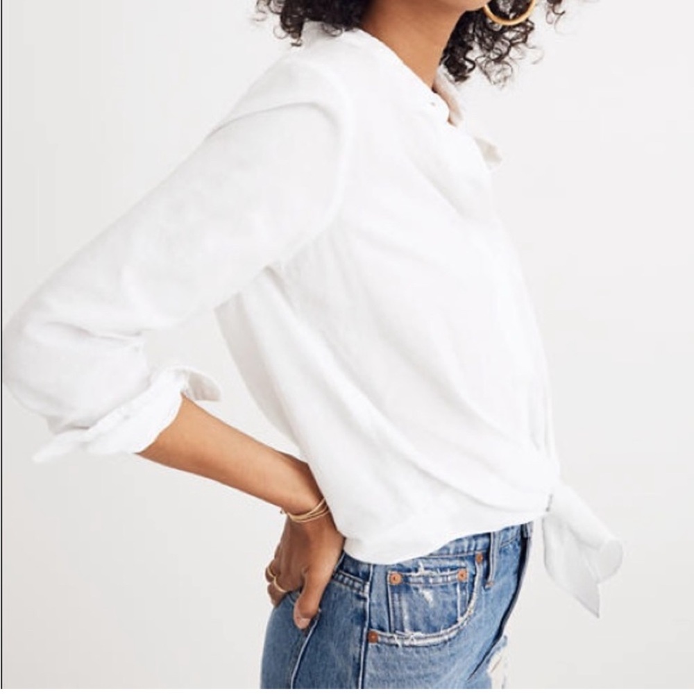 Madewell tie front long sleeved oxford shirt